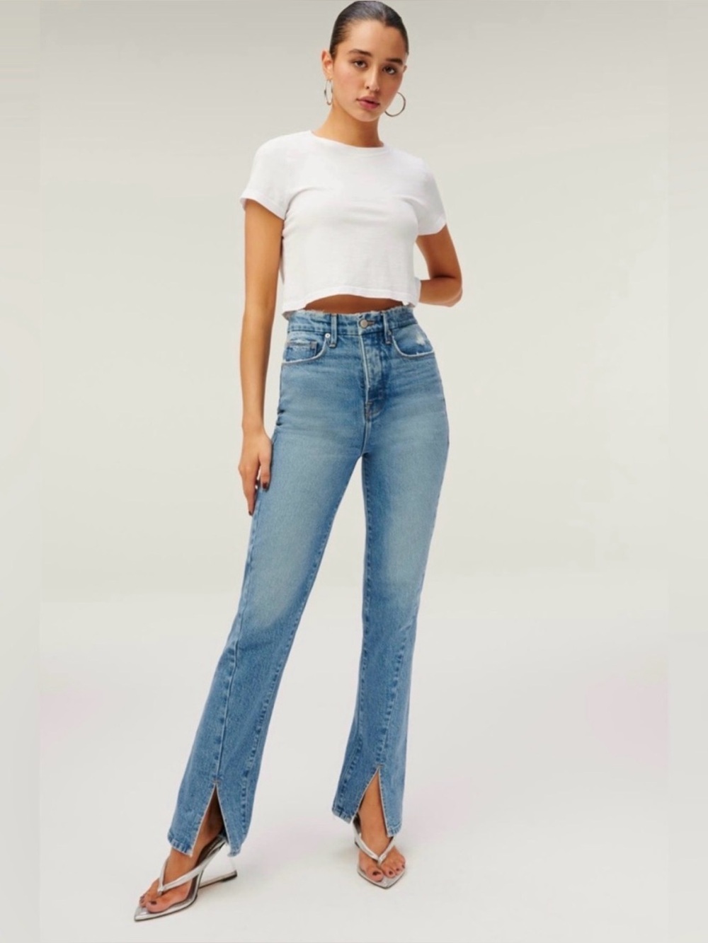 Good American Good Boy Twisted Slit Ankle Jean